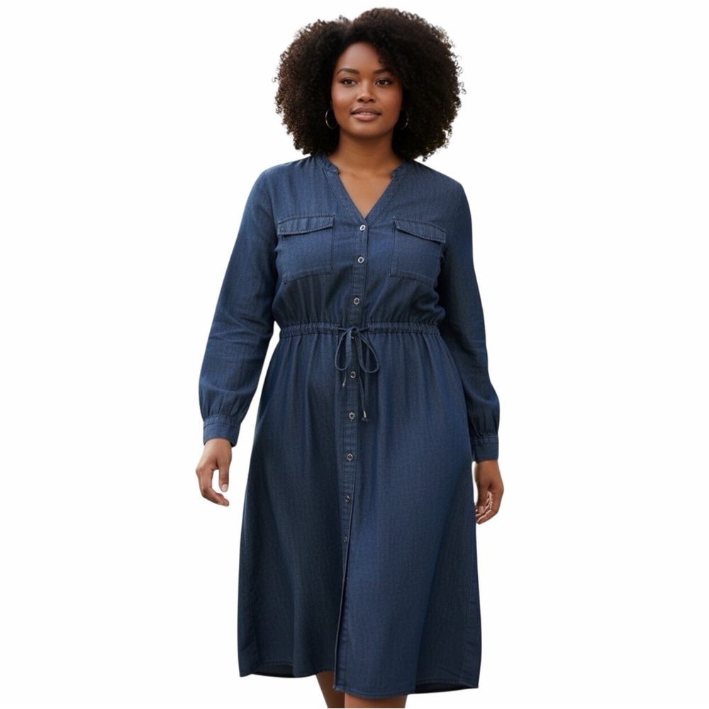 NWOT Woman Within Long Sleeve‎ Blue Jean Dress Size 22W